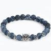 Cross-Border Owl Charm Beaded Bracelet with Lapis Lazuli, Agate, Volcanic Stone, and Blue Turquoise