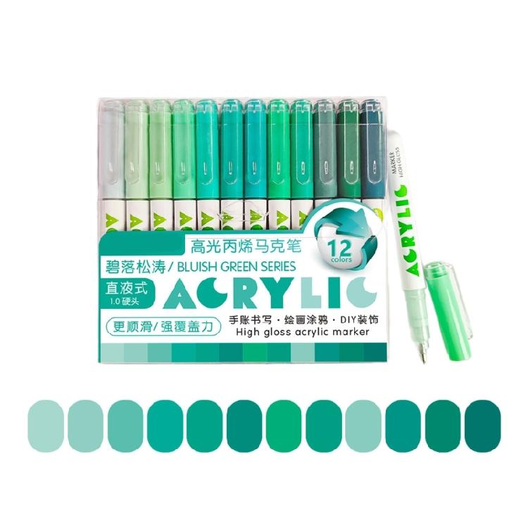 12Pack Glowing in the Dark Acrylic Paint Markers Pen Non Skip Ink Flow for Crafts and Decorations