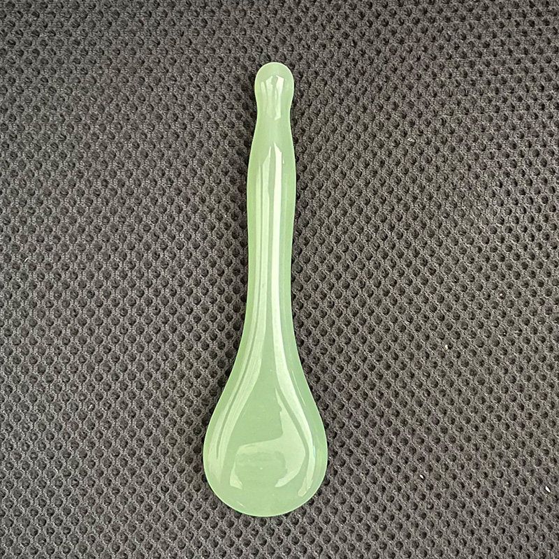 Jade Muscle-Poking Stick Female Beauty Facial Meridian Gua Sha Scraping Massage Tool Plate Face Pull Tendons Stick Eye Massage Manual Acupuncture Pen Green Jade [Eye Massage Pat] 1 Pack