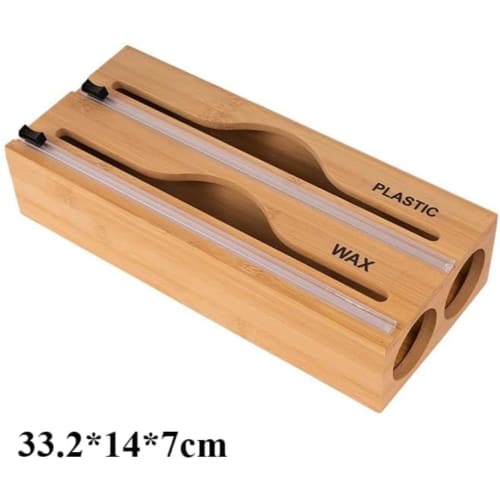 Reusable Wrap Cutter, Slide-in Wrap Case, Food Wrap Dispenser, Aluminum Foil Cutter with Kitchen Cutter and Label, Wrap Organizer, Plastic Wrap, Kitch