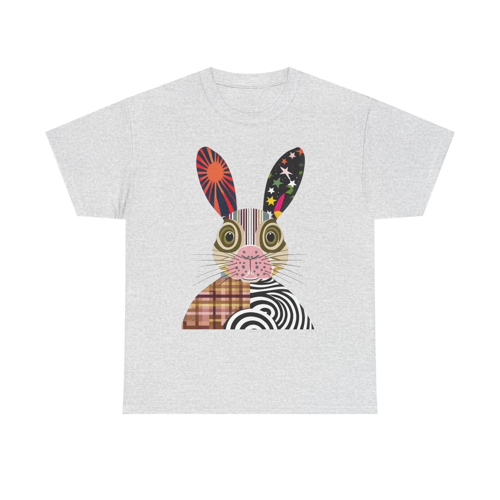 Playful Rabbit Graphic Tee, Fun Unisex Cotton T-Shirt, Cute Bunny Animal Design 4XL