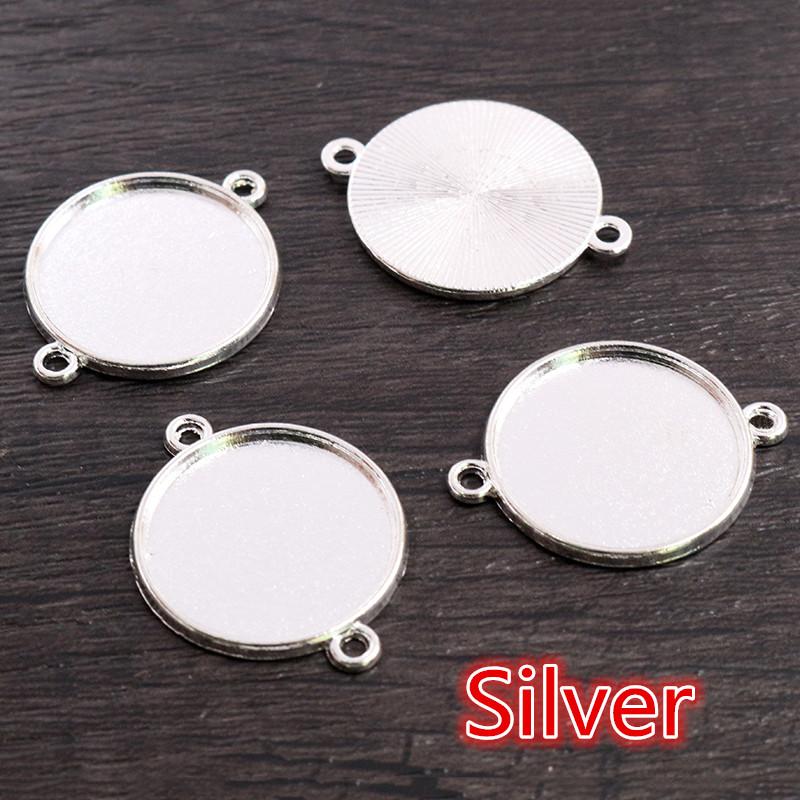 8-30mm Inner Size Classic 7 Colors Plated One Sided Double Hanging Simple Style Cabochon Base Setting Charms Pendant