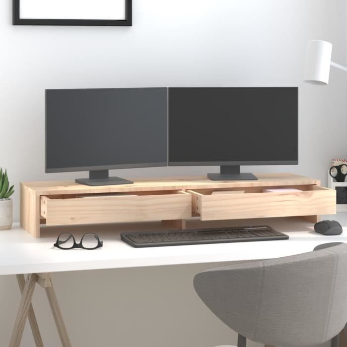 VidaXL Support pour moniteur 100x27x15 cm Bois de pin solide 813959