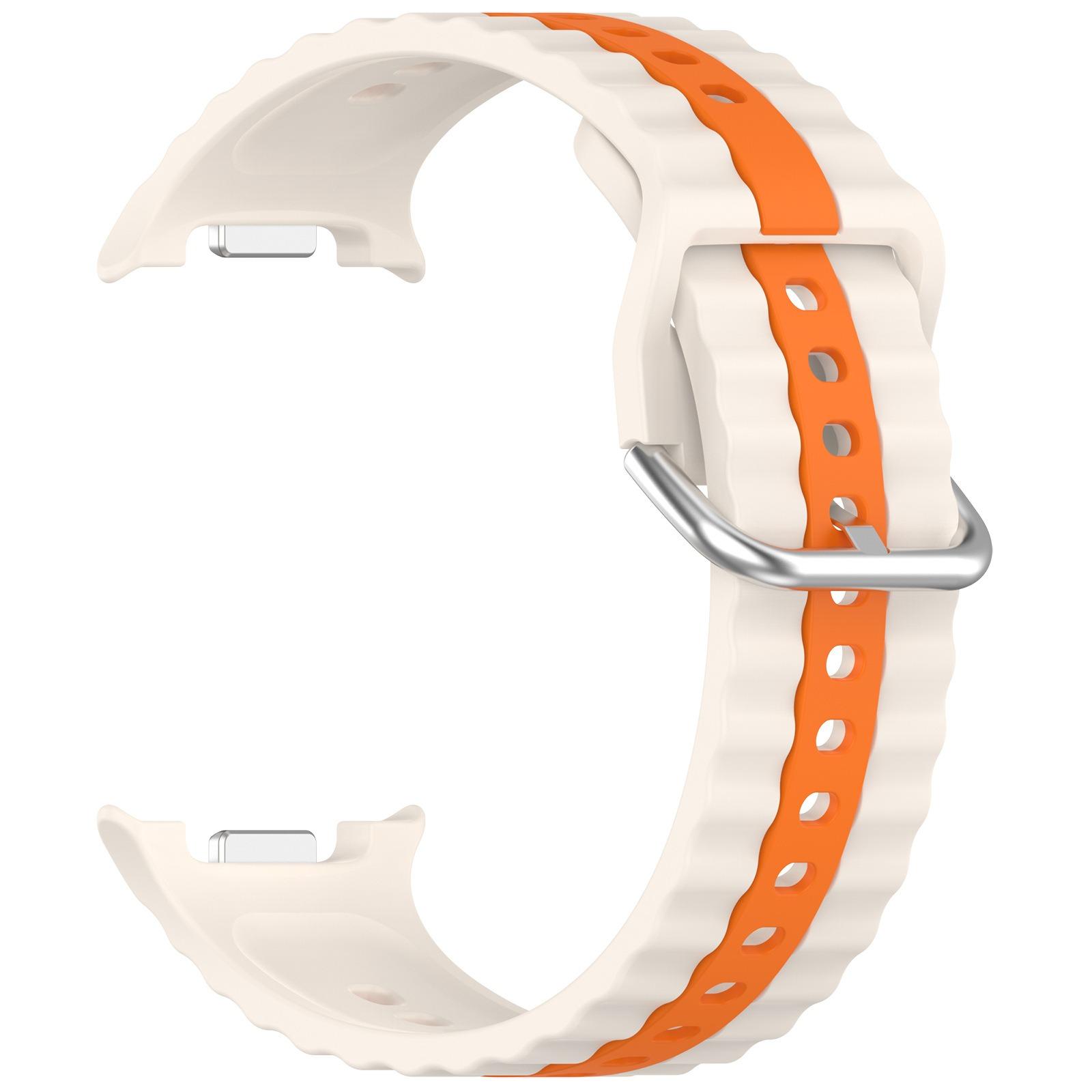 

Silicone Band for Samsung Galaxy Watch8 44mm/40mm/Watch8 Classic 46mm Dual Color Watch Strap Starlight/Orange