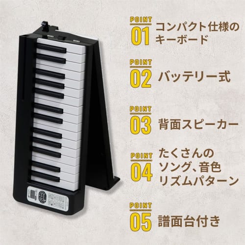 Kikutani (Kikutani) [Reliable Japanese Company] Kikutani [Foldable] Digital Piano, 61 Keys, Rechargeable, KDP-61P WHT