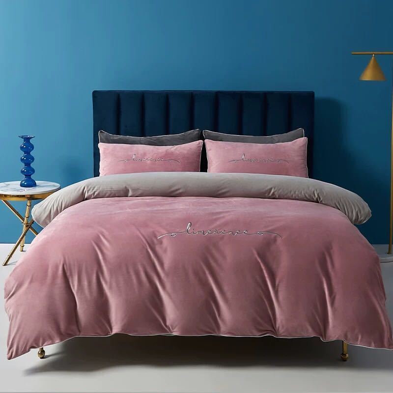 4pcs/set Plus Velvet Thick Warm Quilt Cover Autumn and Winter Milk Velvet Bed Linen Bedroom Bedding