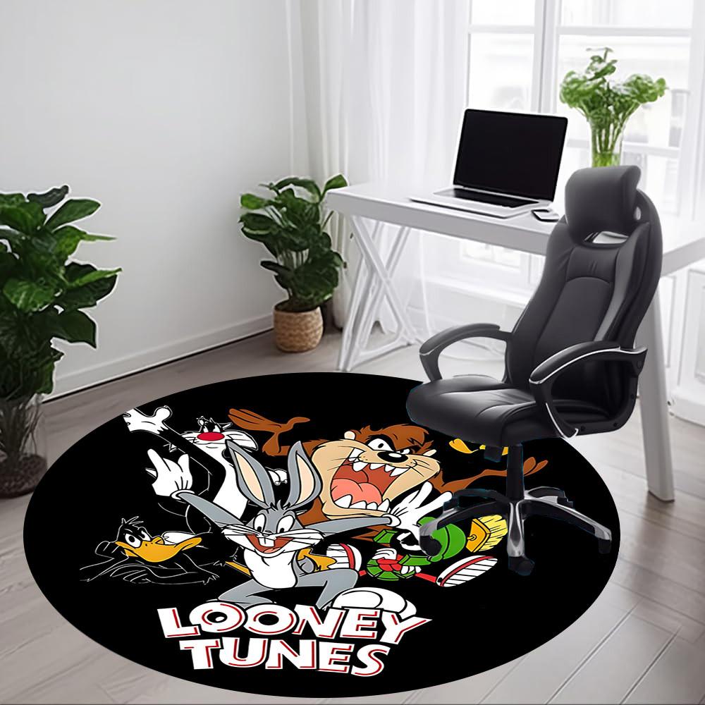 1pc Looney Tunes Characters Office Round Area Rug, Bedroom Living Room Home Decor, Room Deco, Offic A1016116