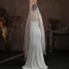 V311 White Lace Bridal Veil: Single-Layer, High-End Influencer Photo Prop