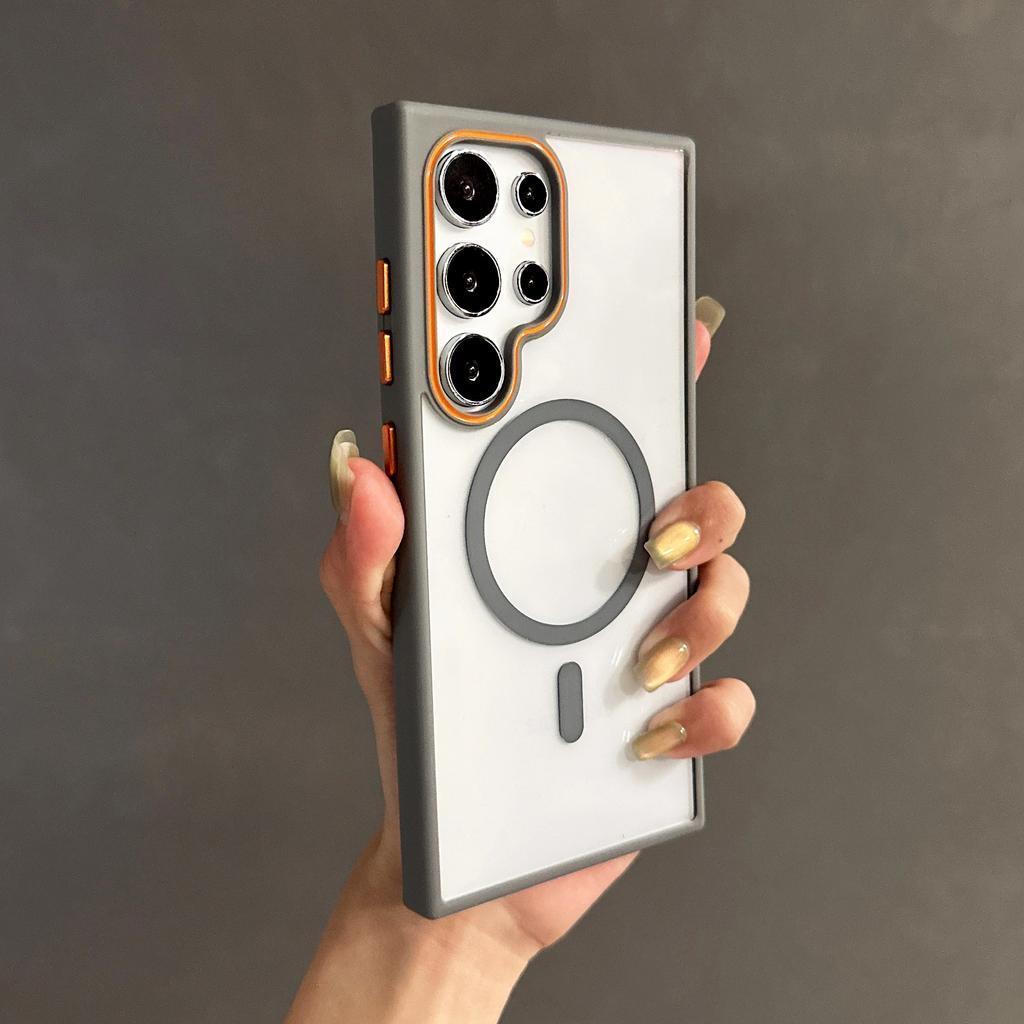 Luxury Transparent Shockproof Bumper For Magsafe Case for Samsung Galaxy S25 S24 Plus S23 Ultra Magnetic Armor Hit Color Cover