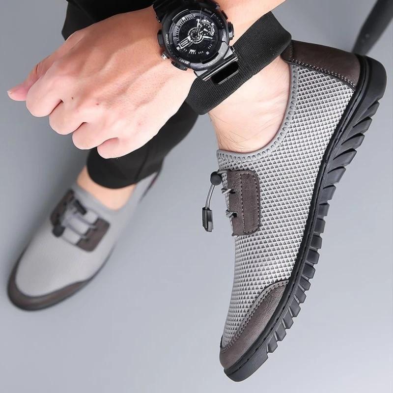 Mode Sommer Mesh Atmungsaktive Flache Schuhe für Herren Mode Slipper Loafer für Herren Leichte Bequeme Fahrschuhe Tennisschuhe Sneaker