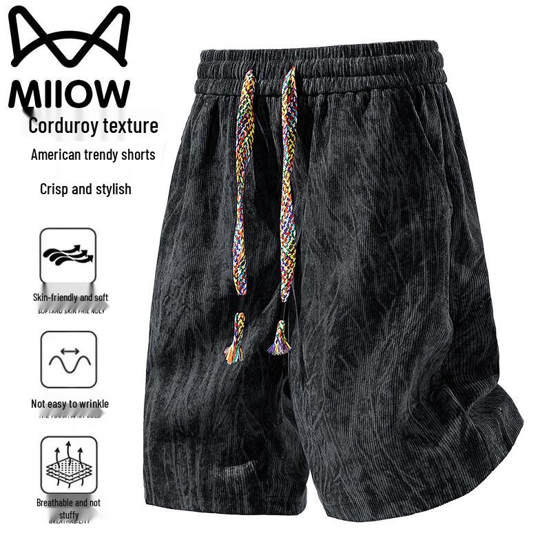 MiiOW Men's Summer Corduroy Casual Shorts