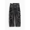 H M Baggy Cargo Jeans Dark deniM Grey