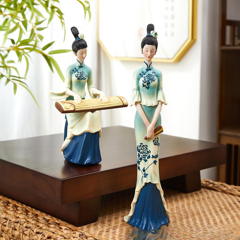 Chinese Style Only Green Ornaments Chinese Style Classical Ladies High-end Living Room Entrance Wine Cabinet Light Luxury Decorations