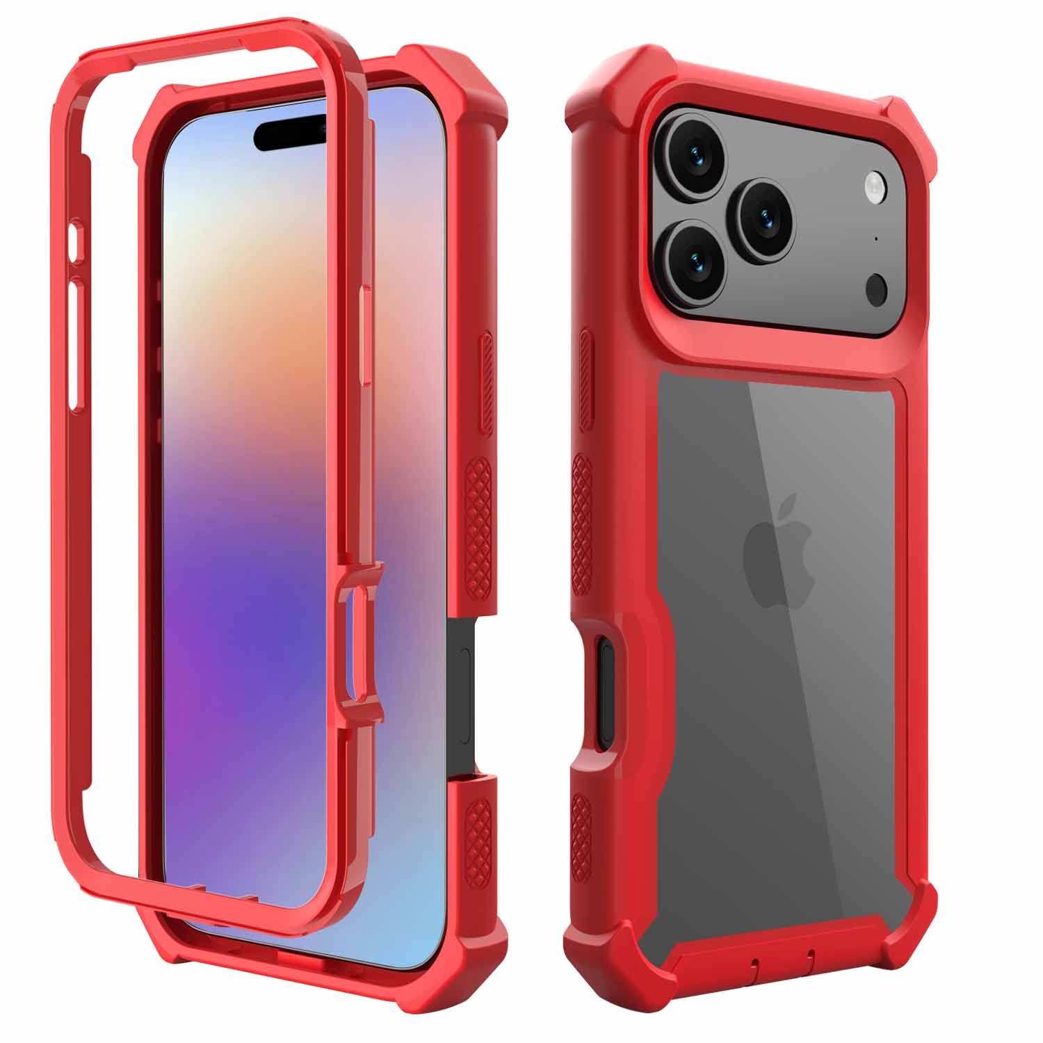 

Case for IPhone 17 Air 16 13 12 14 15 Pro Max Plus 2 IN 1 Transparent Rugged Shockproof Armor Soft TPU Frame Hybrid Bumper Cover For iPhone12