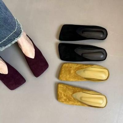 Mocassini 2026 Primavera Nuovi Slip-on Punta Quadrata Esterna Baotou Mezza Pantofola per Donna
