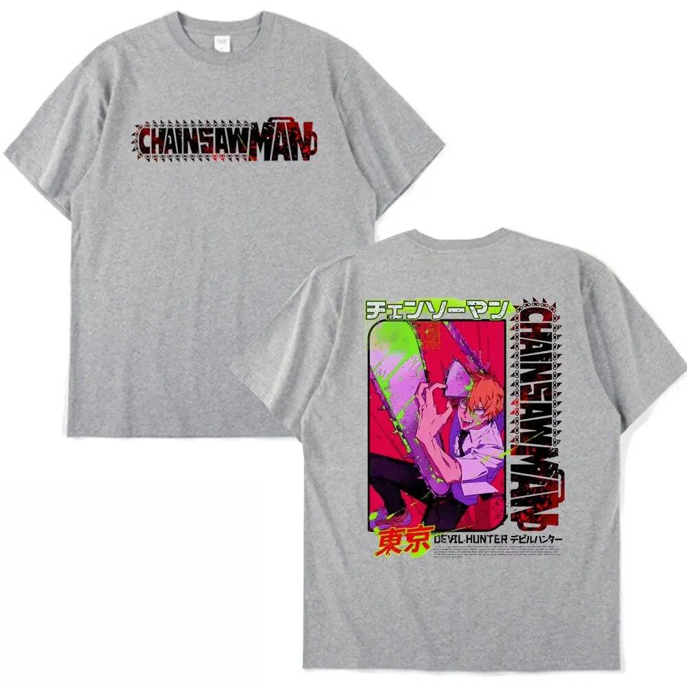 Anime Chainsaw Unisex T Shirts Japanese Unisexga Denji Pochita Casual T-shirts Streetwear Unisex Women Summer Pure Cotton Oversized Tees