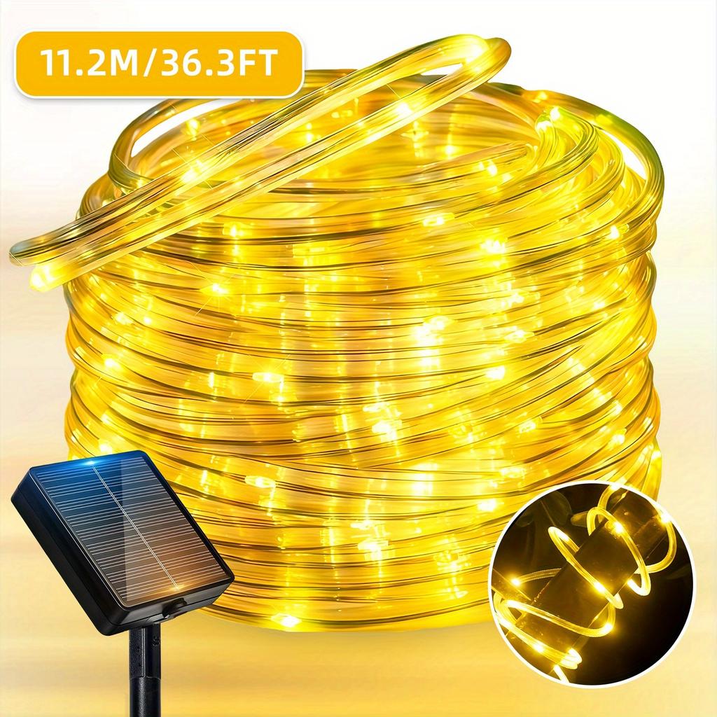 Solar Powered LED Tube String Lights, Waterproof Outdoor Decorative Lighting for Garden, Yard, Tree, Fence, Patio, Holiday Party
