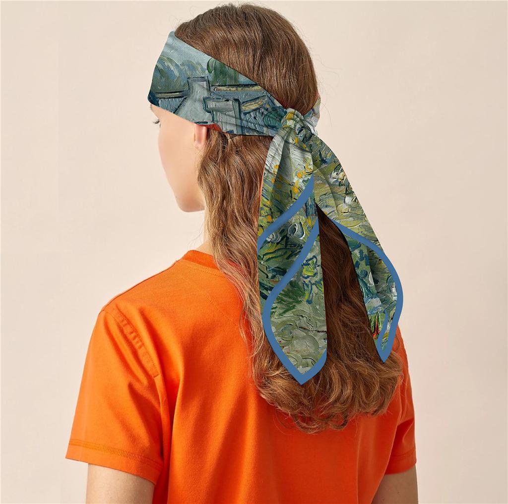 Ölgemälde Äußerer Kleiner Schal Seidenschal Frühling und Herbst Dünn Vielseitig 90cm Quadrat Mode Kunst Ausländischer Stil