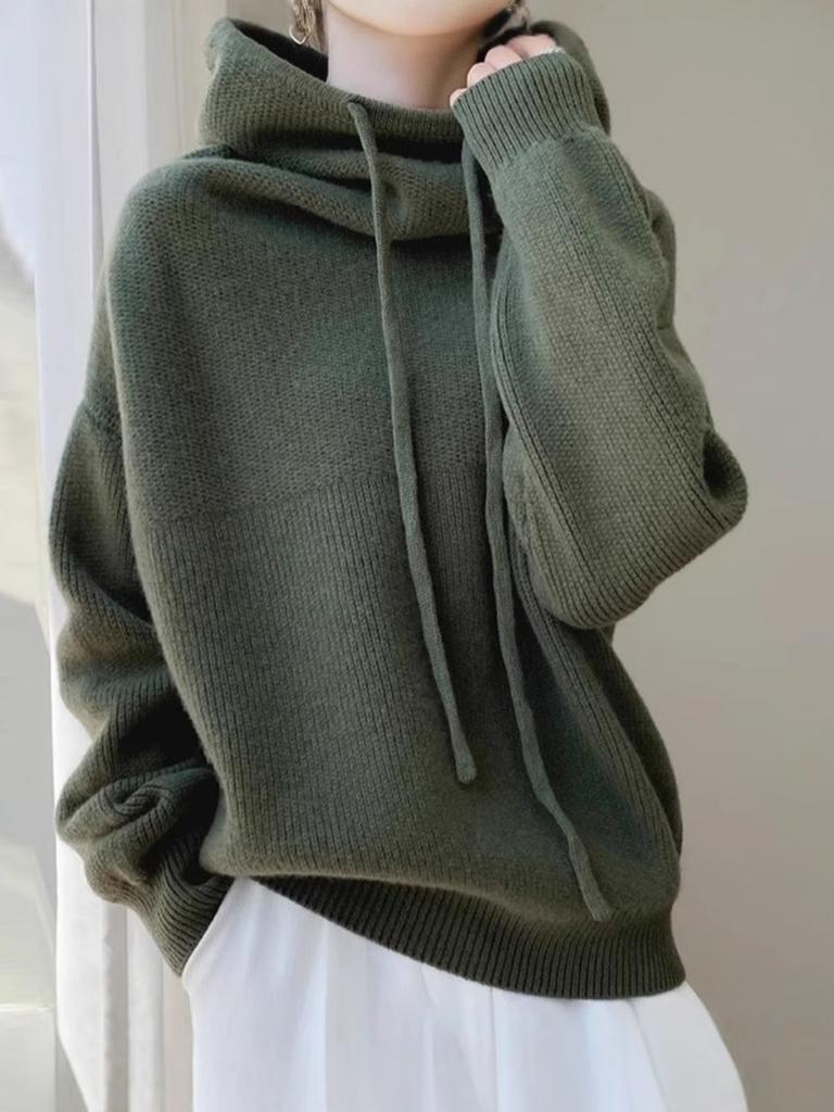 Style Chunky Knit Sweater for Women, Thick Fleece Pullover Long Sleeve Knitwear for Autumn Winter New Lazy Style Versatile