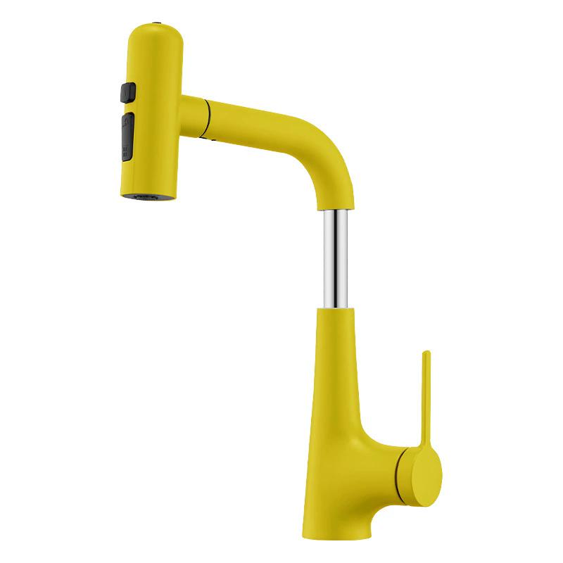 New Basin Faucet Purple Brass Pull Out Hot and Cold Multi-functions Bathroom Decked Single Lever Sink Mixer