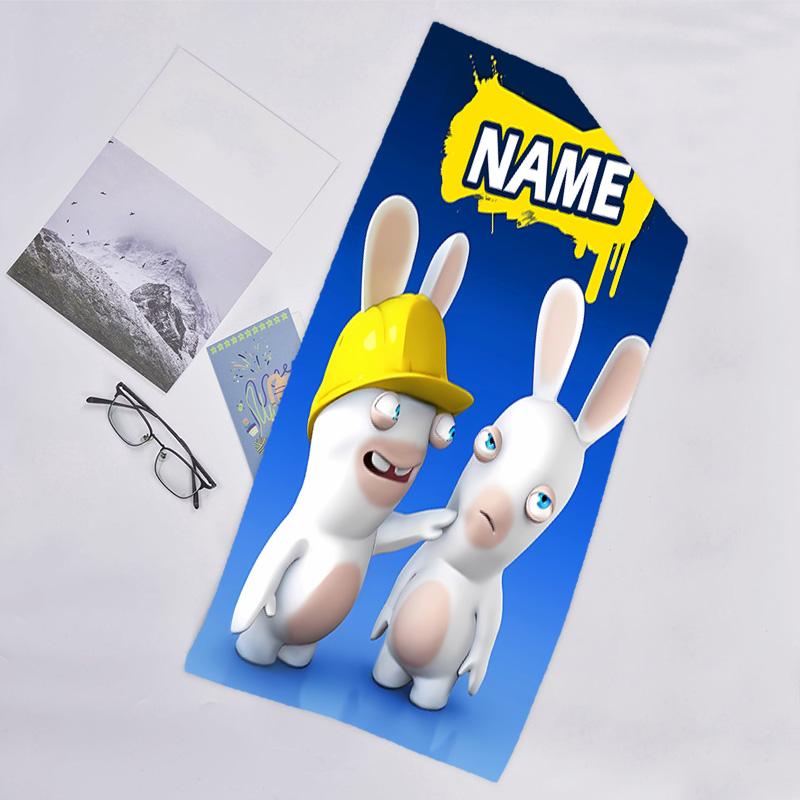 1pc Raving Rabbids Beach Towel with Custom Name, Beach/Swimming/Bath/Picnic/Camping Towel, Suitable for Seaside Beaches