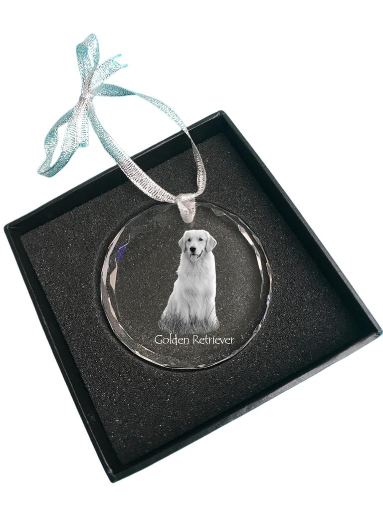 Golden Retriever - Crystal Bauble with a Photo, Dog Photo In Crystal, Personalized Christmas Tree Ornament by Art-Dog Brand