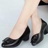 Shoes Autumn New Medium Heel Single Shoes Soft Leather Soft Sole Non-slip Comfortable Versatile Women's Leather Shoes Medium Women's Shoes