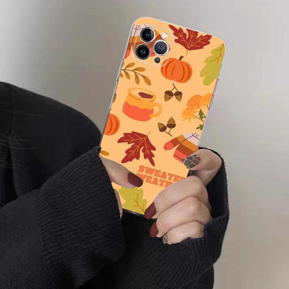 Autumn Leaves Pumpkin Phone Case For IPhone 15 8 7 6 6S Plus X SE 2020 XR XS 14 11 12 13 Mini Pro Max Mobile Case