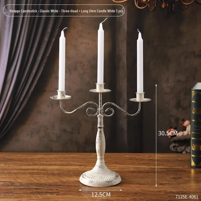 Vintage French Candelabra Ornament – Romantic European Candle Holder for Table Decor and Photo Props