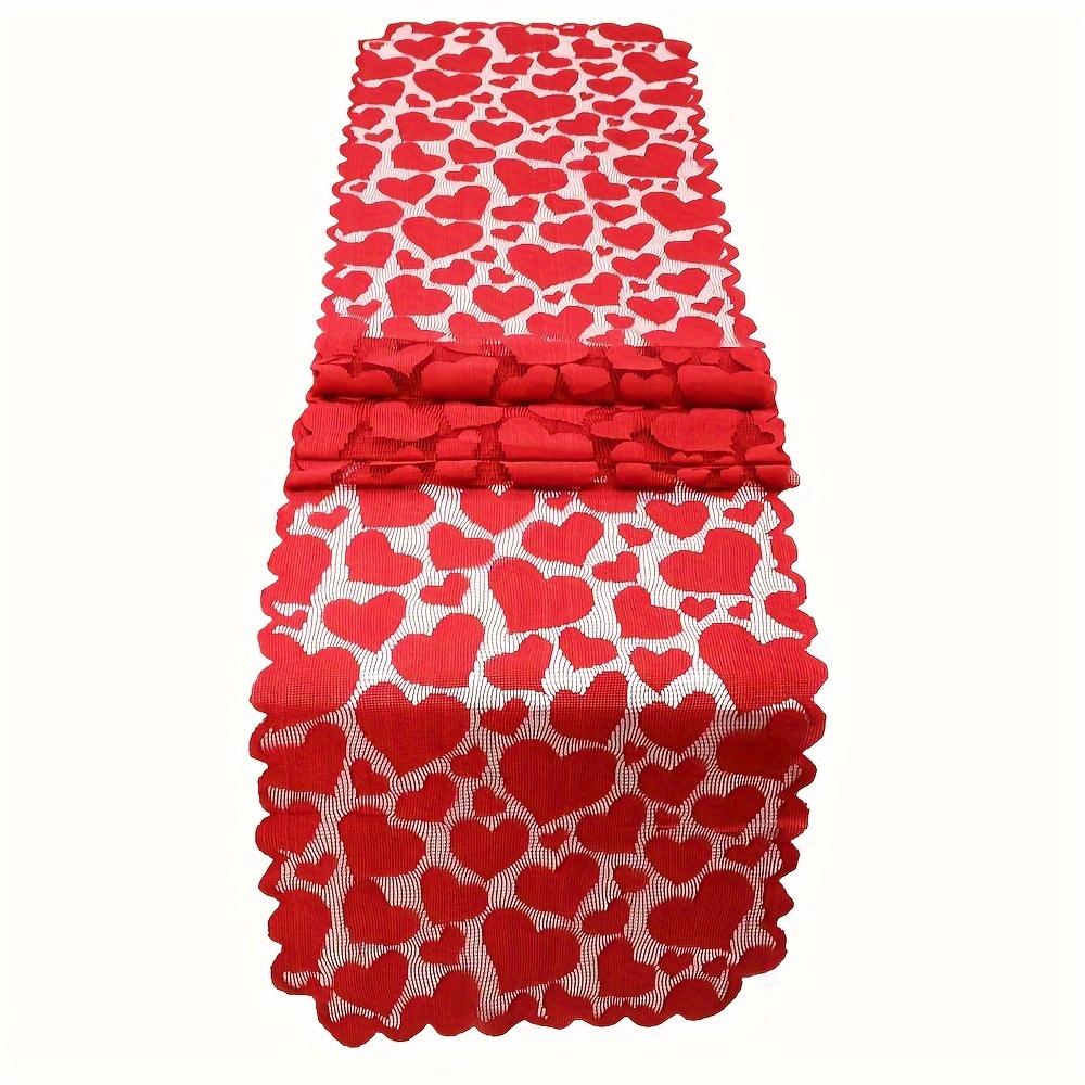 

1pc Romantic Red Heart Lace Valentine s Day Table Runner for Home Table Decoration красный