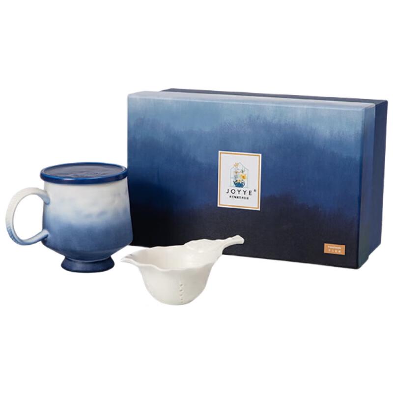 JOYYE Floral Ceramic Mug with Lid and Spoon