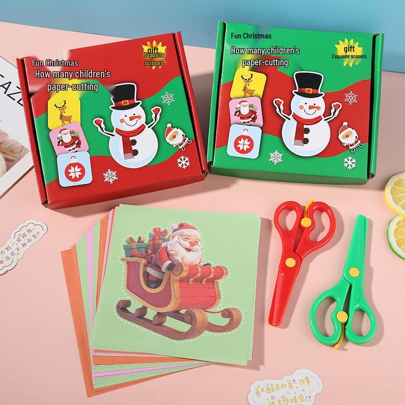 Kindergarten DIY Creative Paper Cutting & Painting Gift Box Set for Kids
