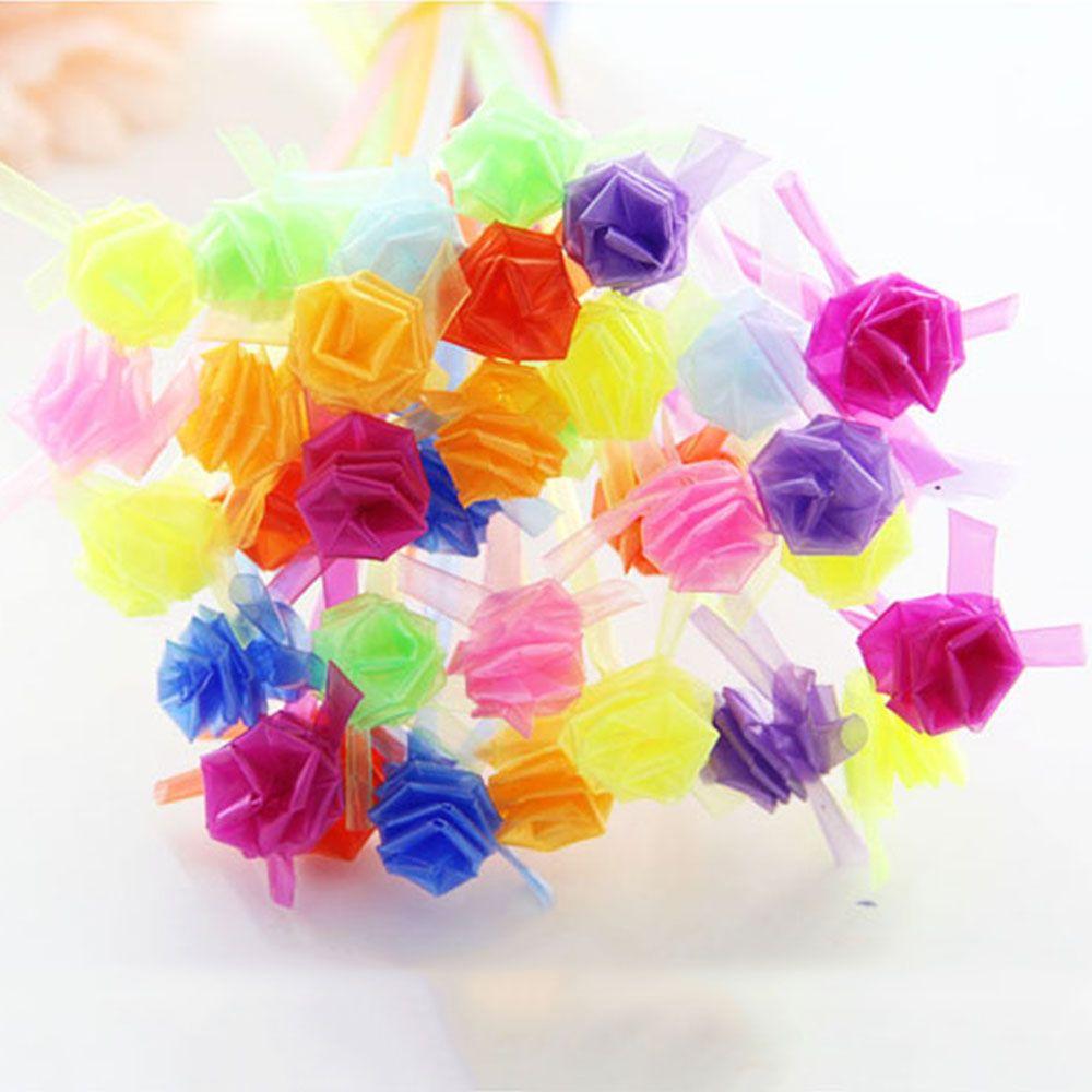 Five Horn Plastic Straw Folded Star Fluorescence Pentagram Origami Crafts Decoration Star Strip