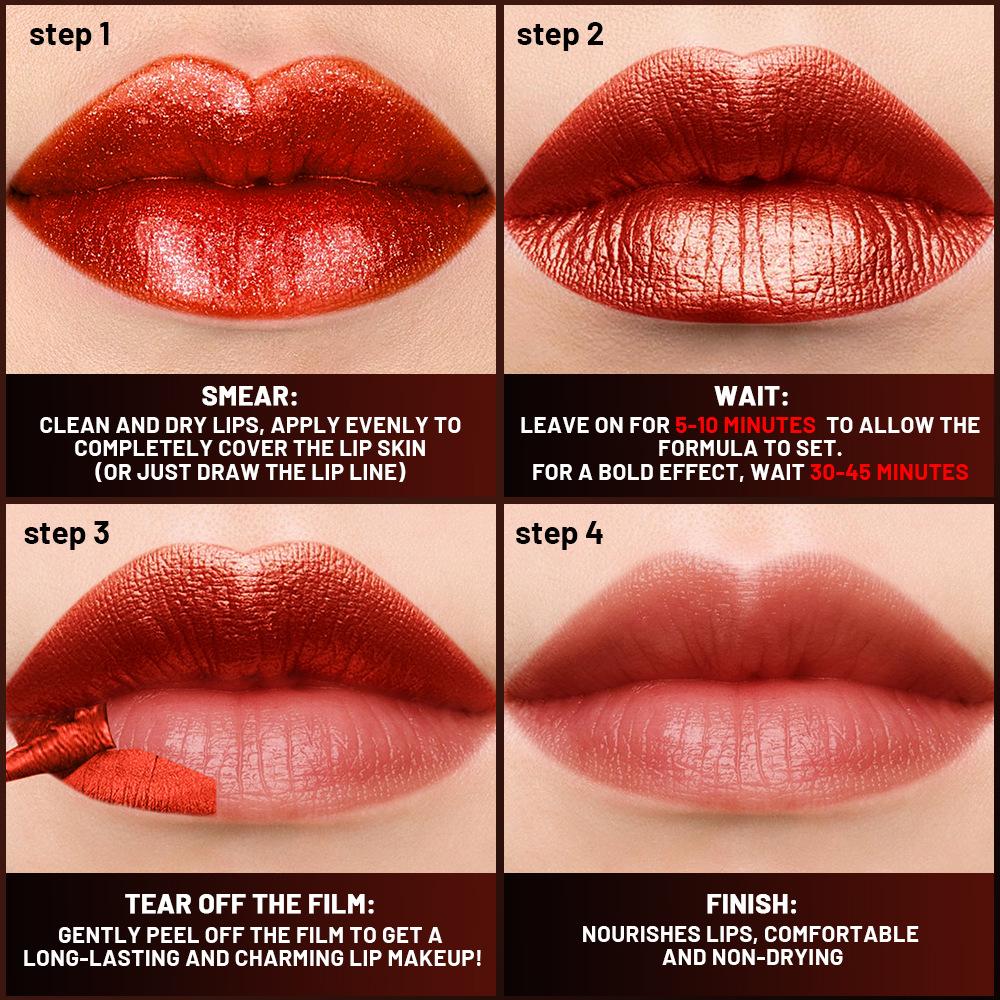 1pcs Peel Off Lip Stain Long Lasting Waterproof Tear-off Lip Gloss Red Brown Contour Natural Matte Lip Tint Women's Cosmetics
