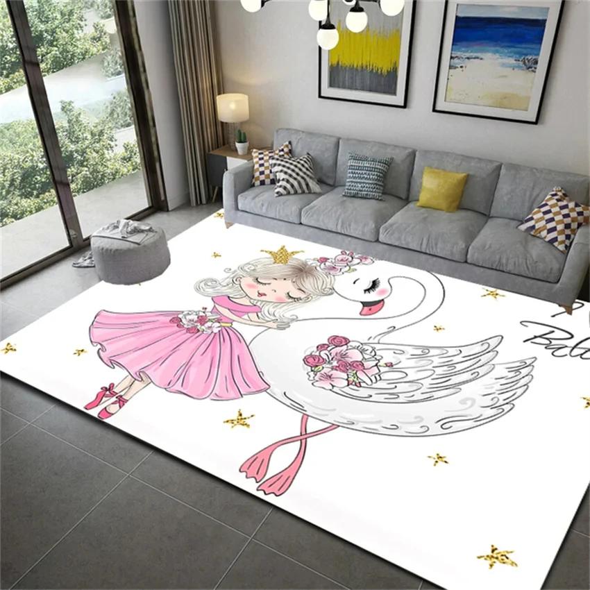 Cartoon Ballet Girl Carpet for Kids Room Kawaii Children's Room Carpets for Baby Girl Nordic Soft Bedroom Rug Floor Mats To Play