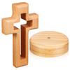 Wooden Cross Ornament Hollow Design Natural Color Standing Wood Cross for Home Church Decoration Religious Gift