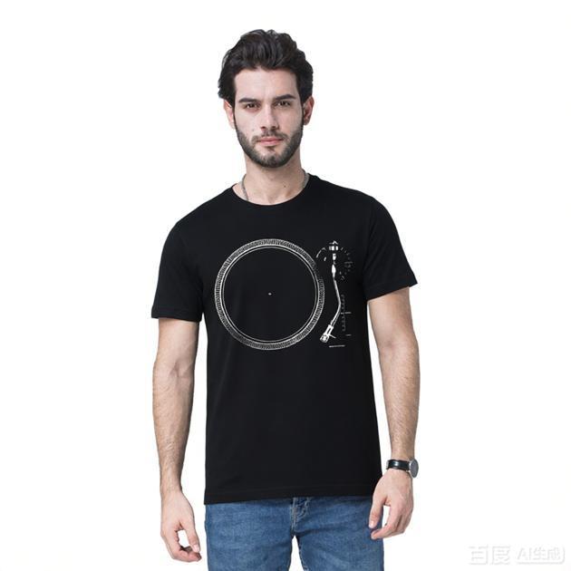 Asian Size Men Print T-shirt Super Large TShirt Turntable Retro Music Vintage Audio Vinyl Record Player LP No-Cut Heat Transfer Print Cotton Tshirt