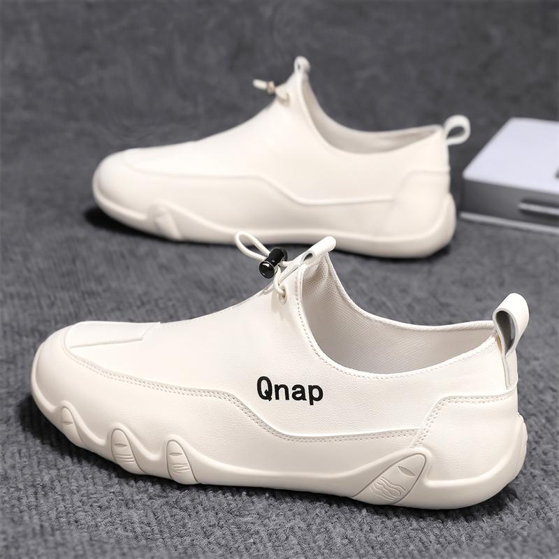 

Autumn soft-soled wear-resistant leather shoes casual sports lazy labor insurance leather shoes 44 бежевий