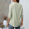 Ladies' Fashionable And Casual Semi Open V-neck Seven Quarter Sleeve Striped Versatile Design Top