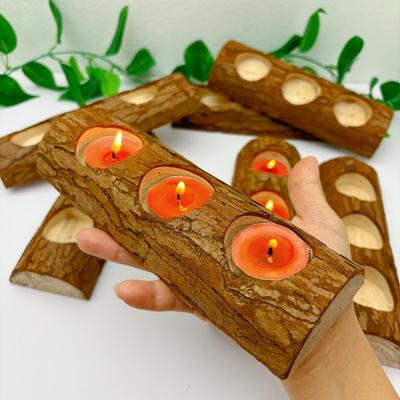 4pcs Wooden Candle Holders Wedding Centerpiece Decor Valentine's Day Weddings Birthday Supplies Candle Cup Table Home Decoration