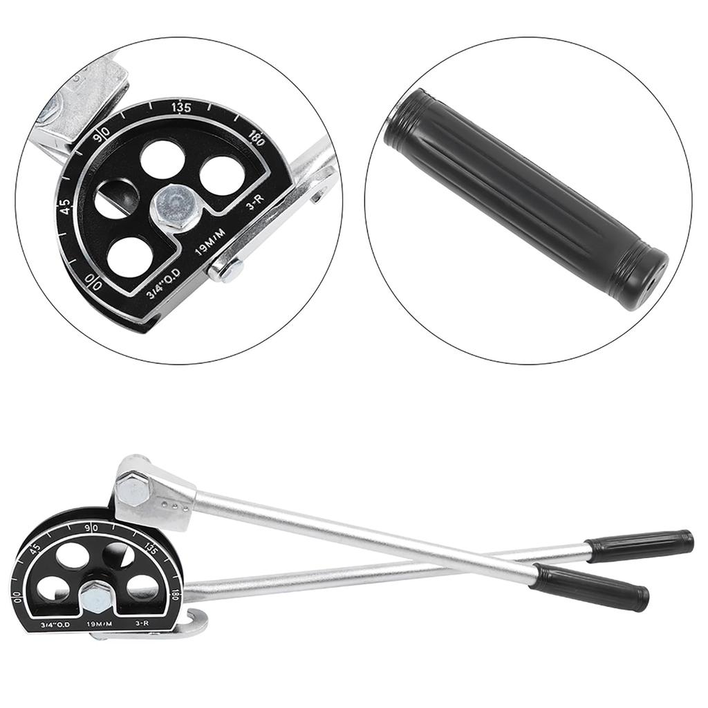 19mm Pipe Bender, Hand Tool, 180 Degree, High-Hardness Steel + Aluminum Alloy Pipe Bender Kit, Manual Tube Bender for Bending Copper and Aluminum