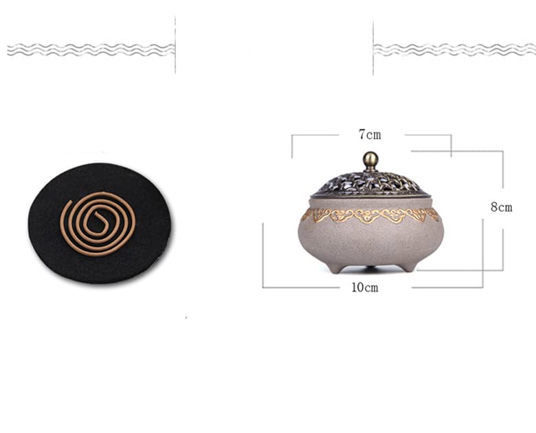 Stylish and Simple Ceramic Incense Holder with Lid, Flame-retardant Cotton Lining, and Holder for Aromatherapy, Cones, and Sticks. Easy To Clean.