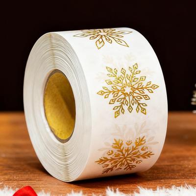 Christmas Snowflake Stickers 500 Pieces Glitter Round Christmas Labels Holiday Crafts Scrapbook Decal Roll For Journal Greeting