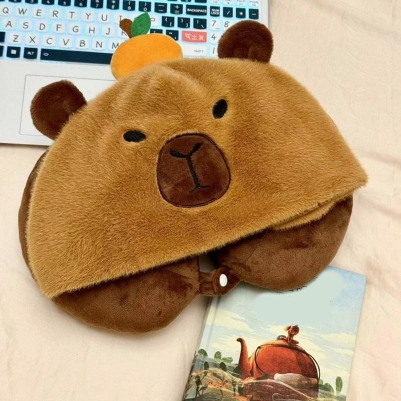 Soft and Plushie Hooded Neck Pillow Anime Figure Hooded Ushaped Pillow Portable