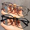 Leopard Print Big Round Frame Glasses for Women Men Anti Blue Light Makeup-free Optical Spectacle Eyeglasses Vintage Eyewear