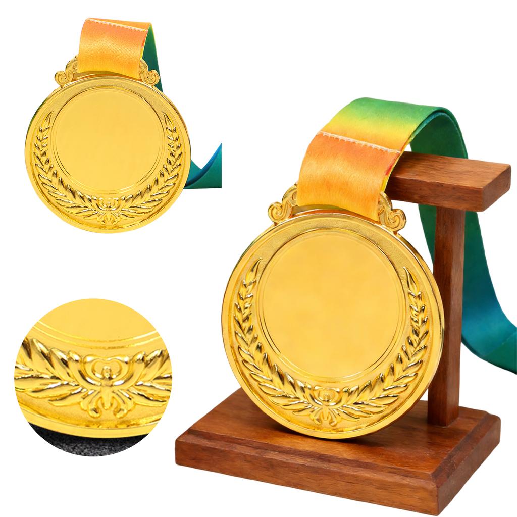 2.54 Inches Wheat Ear Metal Medals with Neck Ribbon School Sports Meet Awards Round Winner Prize Present for Kids Souvenir Gifts