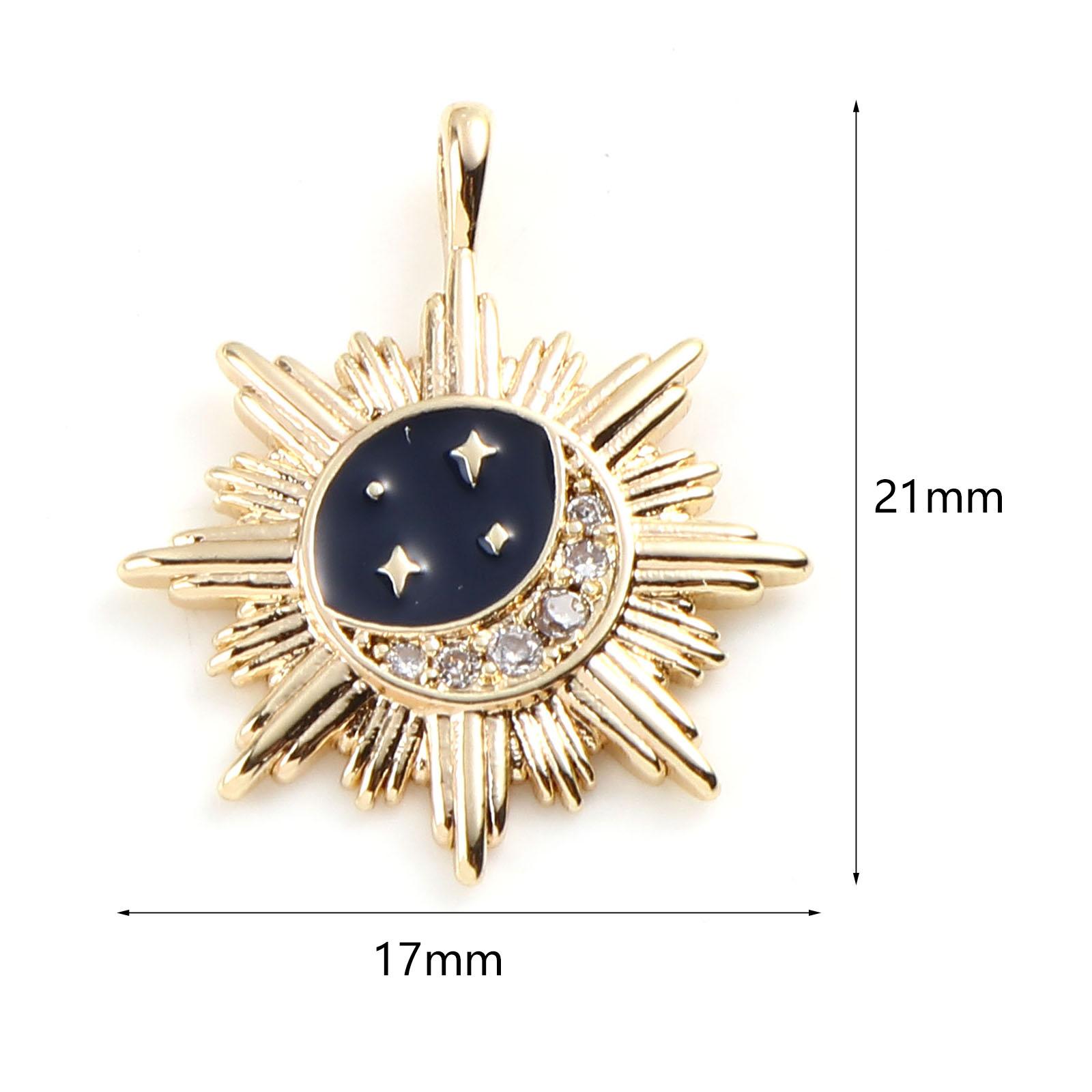 

1 Piece Brass Galaxy Charms Gold Plated Sun Clear Cubic Zirconia Pendant For Jewelry Making Necklace Bracelet DIY Findings