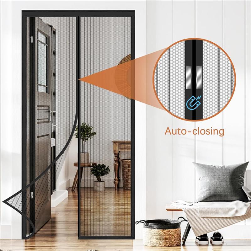 2026 Upgraded Magnetic Screen Door Mesh - Heavy Duty Magic Door Screen Closure with Magnets for Sliding, Patio, French Kid and Pet Friendly