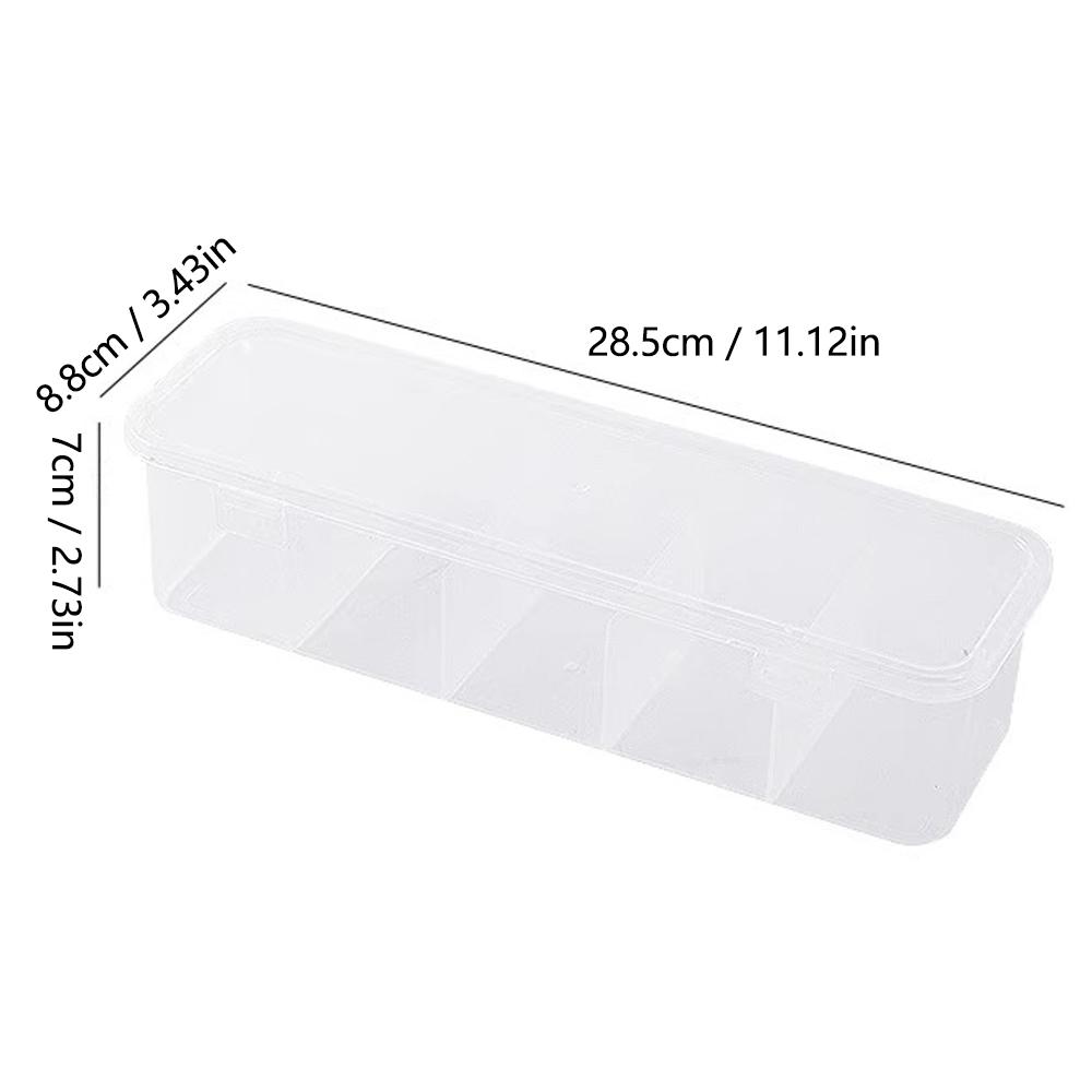 Transparent 5-grid Desktop Data Cable Storage Compartment Box Home Winding Device, Power Cord, Miscellaneous Storage Box