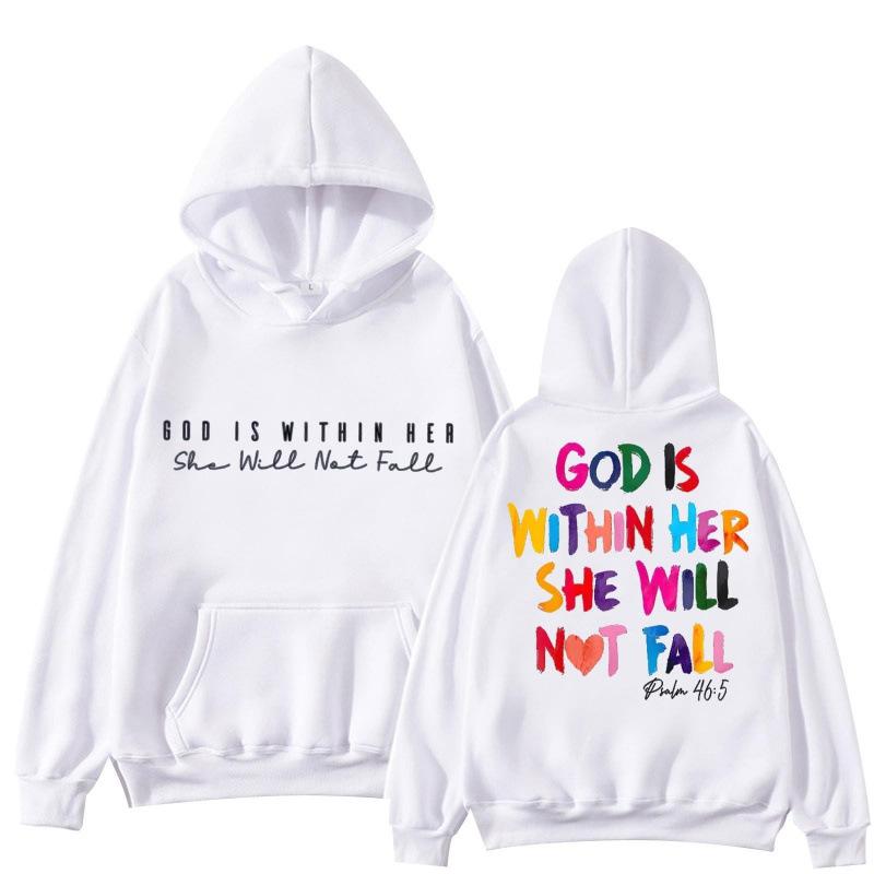 Letter Print Hooded Sweatshirts Women'S Basi